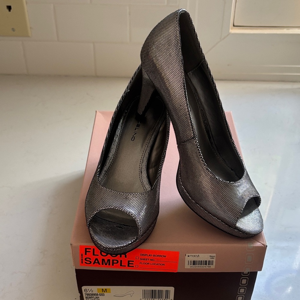 Bandolino Silver Peep Toe Heels